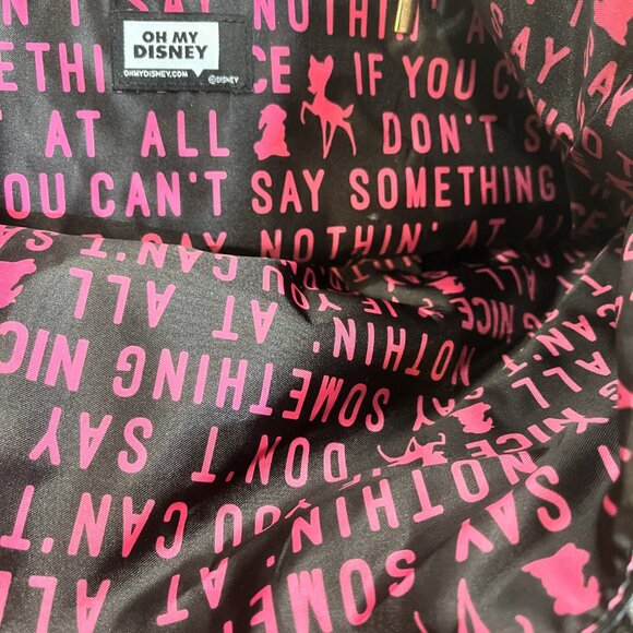 BAMBI THUMPER TOTE Pink Black Large Shoulder Bag DISNEY Store Butterfly NEW - Picture 6 of 8